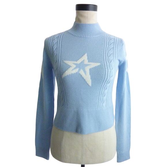 NWT Perfect Moment Cable Merino Wool Sweater Blue Star S - Picture 1 of 8